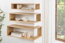 Massives 3er Set Wandregale SURREAL 65cm natur Außenecke Mangoholz