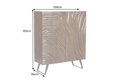 Massives Highboard FLUID 120cm walnuss-braun Akazienholz 3D-Design Kufengestell