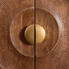 Massives Highboard GOLDEN SUNSET 120cm braun gold Mangoholz mit 3D Schnitzereien