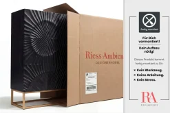 Massives Highboard SCORPION 120cm schwarz Mangoholz aufwendige 3D Schnitzereien
