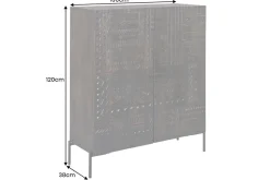 Massives Highboard TRIBAL 120cm antik braun Mangoholz 3D-Front viel Stauraum