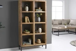 Massives Regal IRON CRAFT 176cm Mangoholz Bücherregal acht Fächer Industrial Design