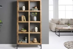 Massives Regal IRON CRAFT 176cm Mangoholz Bücherregal acht Fächer Industrial Design