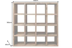 Massives Regal IRON CRAFT 160cm natur Mangoholz Bücherregal sechzehn Fächer
