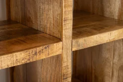 Massives Regal IRON CRAFT 200cm natur Mangoholz Bücherregal 25 Fächer