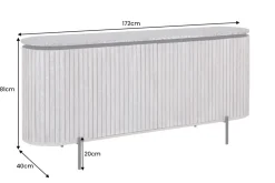 Massives Sideboard ADLON 170cm grau gebürstet Mangoholz mit weißer Marmorplatte