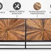 Massives Sideboard BARRACUDA 180cm braun Mangoholz mit Teakholz-Front schwarz Metall