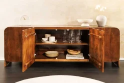 Massives Sideboard BRASIL 175cm braun Mangoholz sechs Fächer