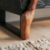 Massives Sideboard FOREST 160cm schwarz braun Mangoholz sechs Fächer 3D-Front