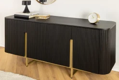 Massives Sideboard GATSBY 160cm schwarz gold Mangoholz Retro handmade