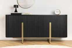 Massives Sideboard GATSBY 160cm schwarz gold Mangoholz Retro handmade