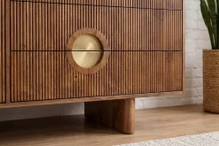 Massives Sideboard MADISON 180cm braun Mangoholz mit Schubladen und strukturierter Front