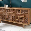 Massives Sideboard MARRAKESCH 160cm Mangoholz mit Verzierung Boho Stil