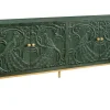 Massives Sideboard PEACOCK 175cm grün Mangoholz antik 3D Schnitzerei Pfau-Design