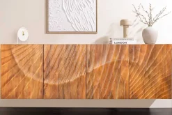 Massives Sideboard SCORPION 180cm braun hängend Mangoholz mit 3D Schnitzereien