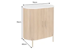 Massives Sideboard TRES CHIC 75cm natur Mangoholz weiß Marmor gold Metall