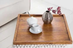 Massives Tablett MAKASSAR 50cm braun Mangoholz honey finish handmade