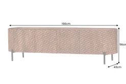 Massives TV-Board ADLON 160cm braun Mangoholz schwarz Metall Lowboard mit 3D- Front