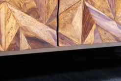 Massives TV-Board ALPINE 160cm braun Sheesham stone finish Metall matt gold