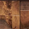 Massives TV-Board ART DECO 200cm braun Mangoholz Lowboard 3D-Front