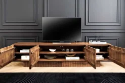 Massives TV-Board ART DECO 200cm braun Mangoholz Lowboard 3D-Front