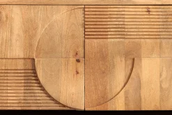 Massives TV-Board ART DECO 170cm cream finish beige Mangoholz abgerundet