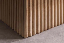 Massives TV-Board ART DECO 200cm weiß gekälkt Mangoholz 3D-Front handmade Lowboard
