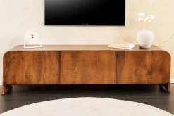 Massives TV-Board BRASIL 160cm braun Mangoholz drei Fächer Lowboard