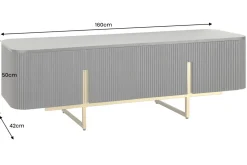 Massives TV-Board GATSBY 160cm schwarz gold Mangoholz Retro Lowboard