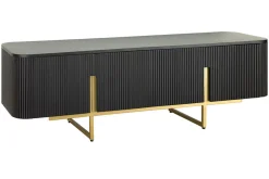 Massives TV-Board GATSBY 160cm schwarz gold Mangoholz Retro Lowboard