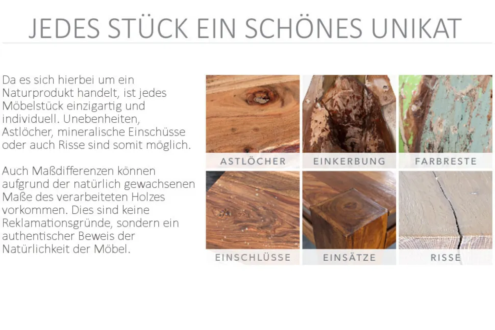 Massives TV-Board MAKASSAR 130cm braun Sheesham stone finish Lowboard zwei Schubladen