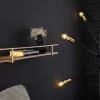 Massives Wandregal HERITAGE 75cm natur Pinienholz gold Metall