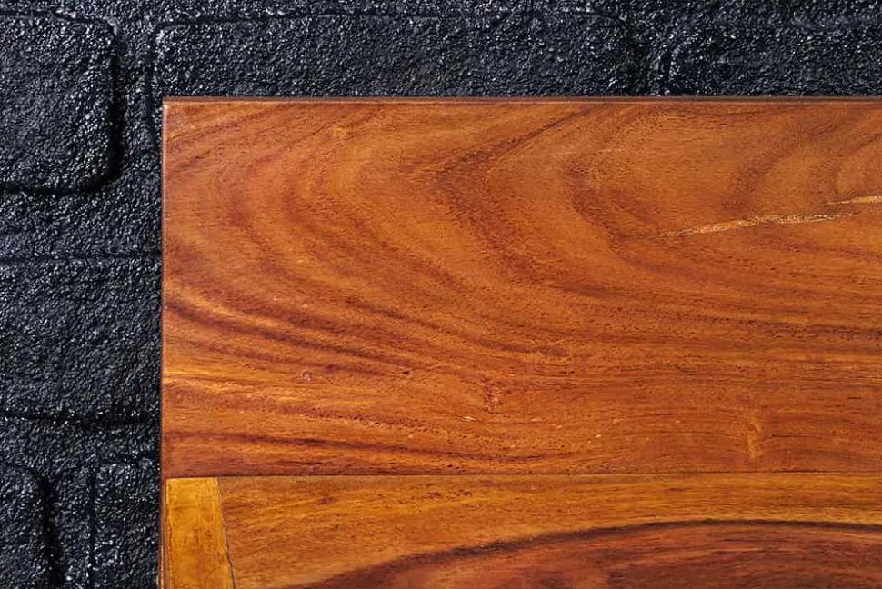 Massives Wandregal MAKASSAR 80cm braun Sheeshamholz stone finish handmade