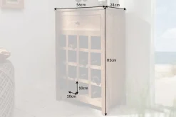 Massives Weinregal HEMINGWAY 56cm recyceltes Massivholz Weinschrank für 16 Flaschen