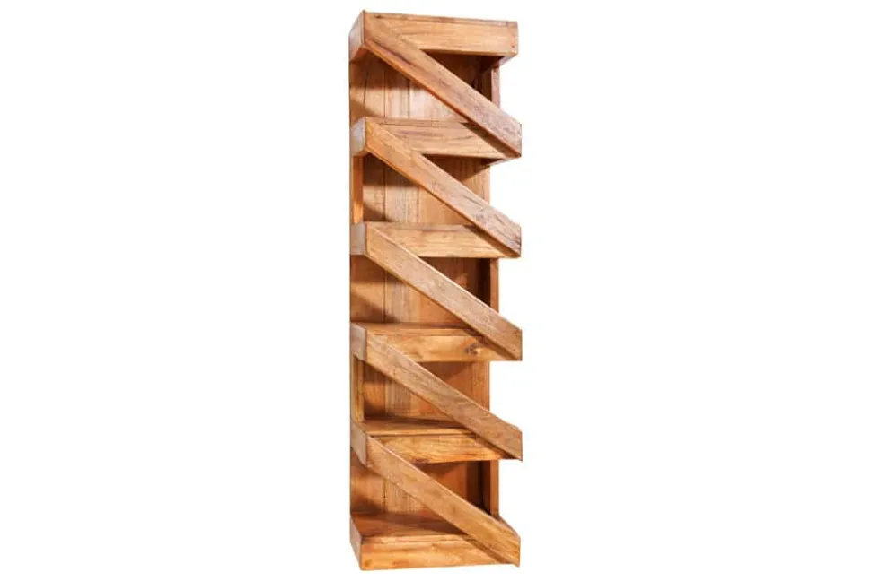 Massives Weinregal MAKASSAR 80cm recyceltes Teakholz für 5 Flaschen Wandregal