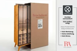 Massive Vitrine SEVEN SEAS 150cm natur Pinie Industrial-Türen Metall Barschrank