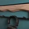 Massive Wandgarderobe AMAZONAS 60cm Mangoholz Metall schwarz mit 4 Kleiderhaken