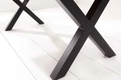 Massivholz Baumkanten Esstisch AMAZONAS 180cm braun Sheesham schwarze Metallbeine