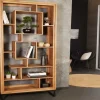 Massivholz Bücherregal CUBUS 190cm Akazie honey finish Metallfüße schwarz Standregal