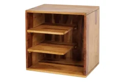 Massivholz Beistelltisch CUBUS 45cm braun Sheesham stone finish Regal Nachttisch