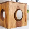 Massivholz Beistelltisch CUBUS 40cm Sheesham stone finish Hocker