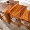 Massivholz Beistelltische 3er Set MONSOON 45cm braun Sheesham stone finish Couchtisch