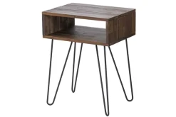 Massivholz Beistelltisch SCORPION 55cm Akazie Nachttisch mit Ablage Hairpin Legs Metall