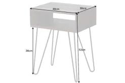 Massivholz Beistelltisch SCORPION 55cm Akazie Nachttisch mit Ablage Hairpin Legs Metall