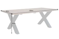 Massivholz Couchtisch MAMMUT 120cm Akazie Honey Finish X-Gestell schwarz 2,5cm Tischplatte