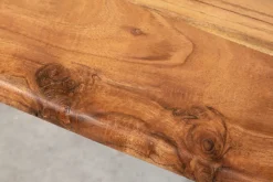Massivholz Couchtisch MAMMUT 120cm Akazie natur V-Gestell schwarz 2,5cm Tischplatte