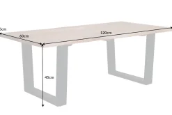 Massivholz Couchtisch MAMMUT 120cm Akazie natur V-Gestell schwarz 2,5cm Tischplatte