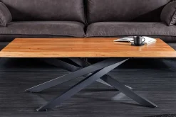 Massivholz Couchtisch MAMMUT 110cm Akazie schwarz 3,5cm Tischplatte Baumkante