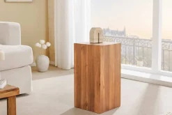 Massivholz Dekosäule COLUMNA 50cm braun Akazie Beistelltisch