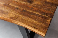 Massivholz Esstisch GENESIS 180cm natur anthrazit Akazie Baumkante Industrial Design